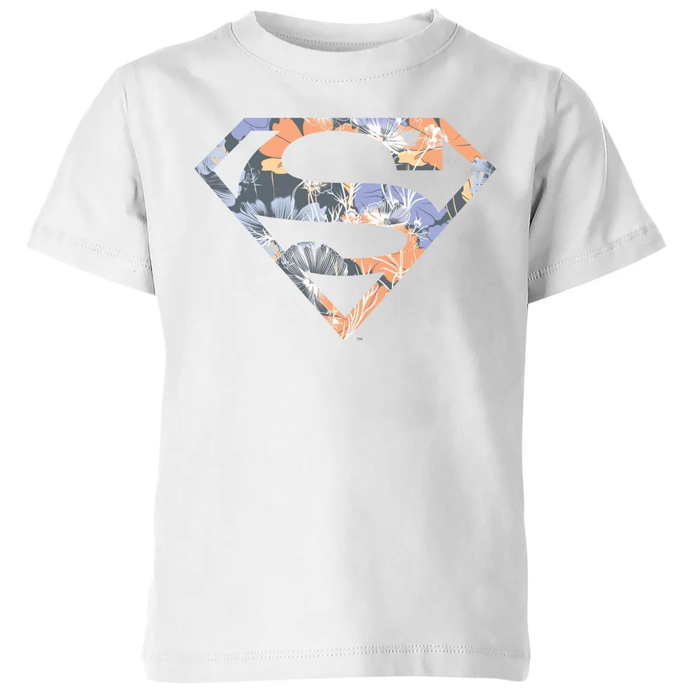 DC Originals Floral Superman Kinder T-shirt - Wit - 98/104 (3-4 jaar) Afbeelding 1