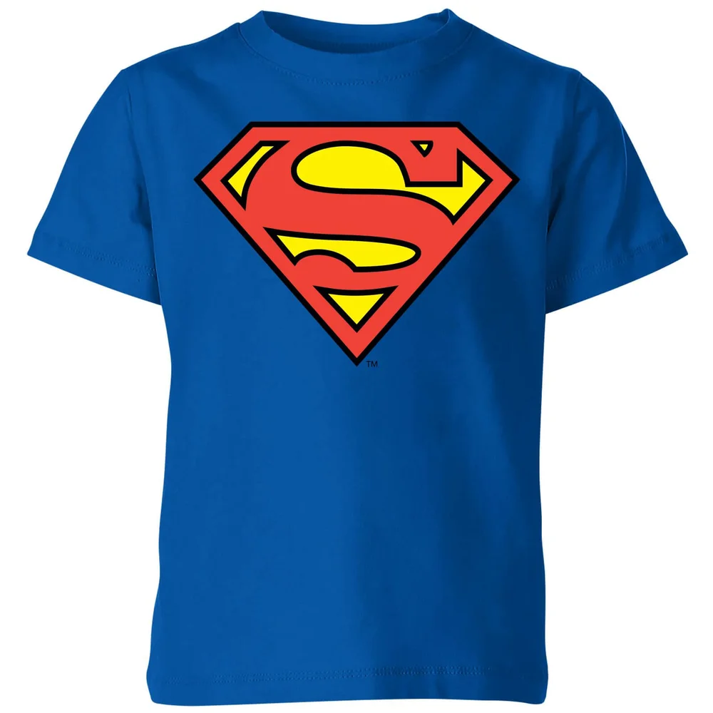 DC Originals Official Superman Shield Kinder T-shirt - Blauw - 98/104 (3-4 jaar) Afbeelding 1