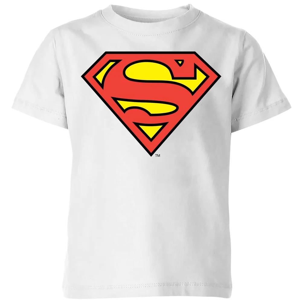 DC Originals Official Superman Shield Kinder T-shirt - Wit - 98/104 (3-4 jaar) Afbeelding 1