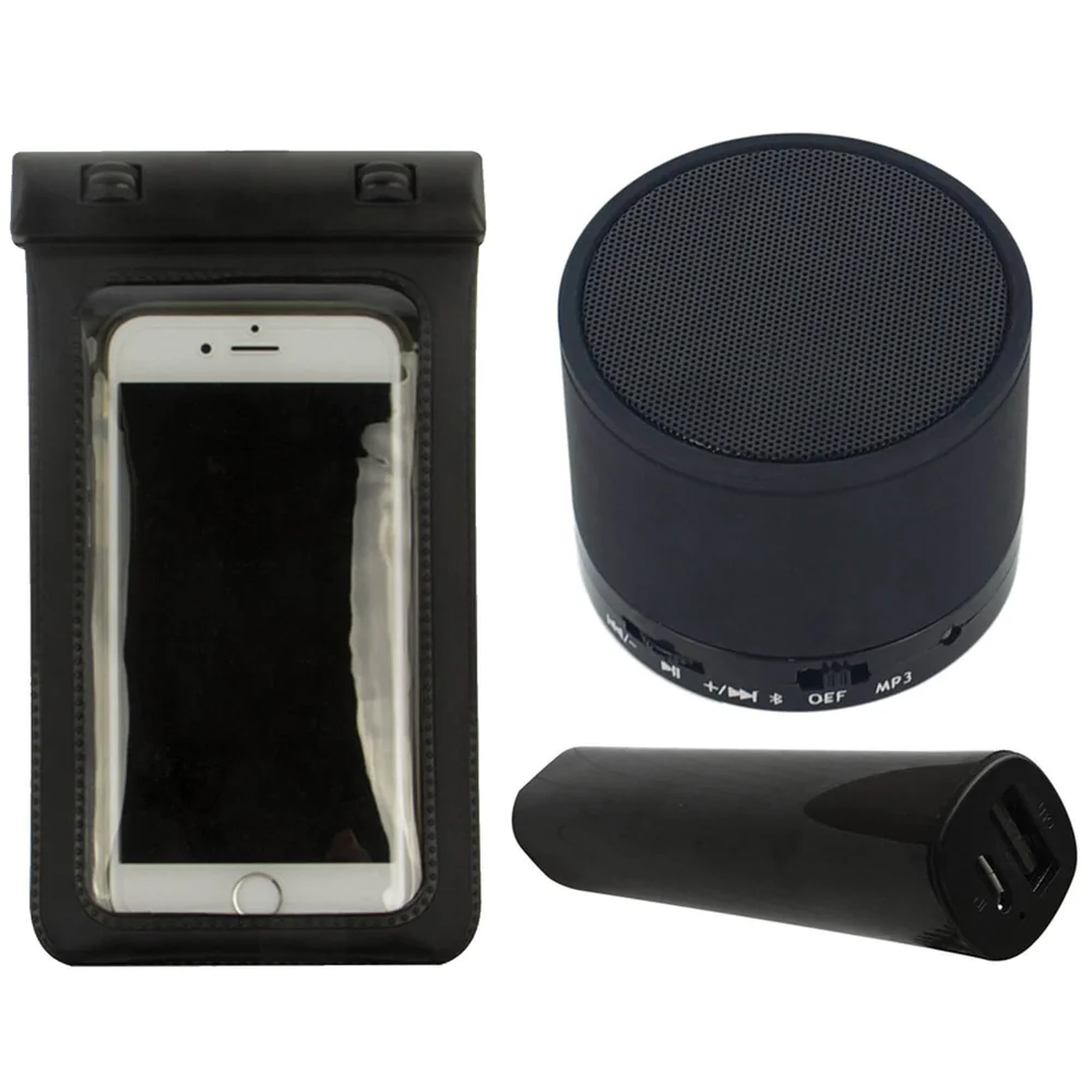 iCandy Essentials Festival Bundle (Bluetooth Speaker, 2500mAh Powerbank and Waterproof Phone Pouch) - Black Afbeelding 1