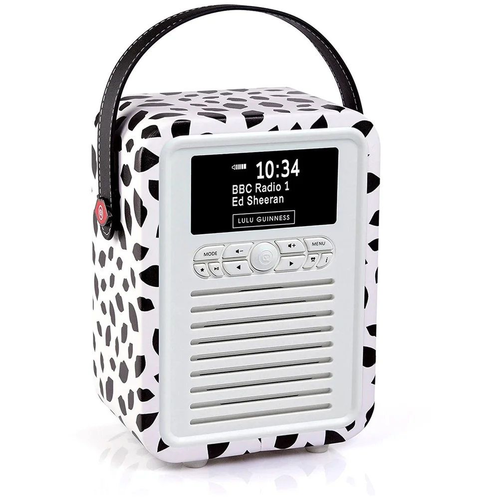 VQ Retro Mini DAB & DAB+ Digital Radio with FM, Bluetooth and Alarm Clock - Lulu Guinness Black Lips Afbeelding 1