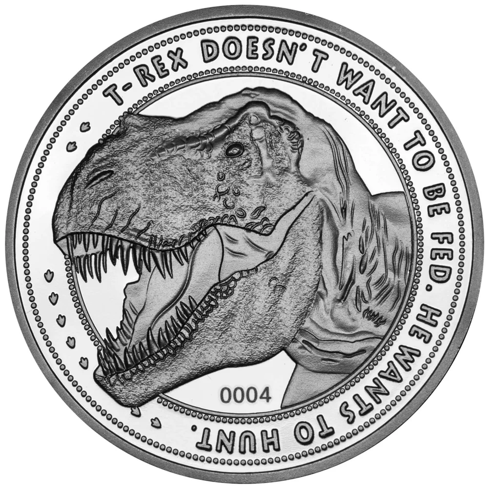Jurassic Park "T-Rex" Verzamelmunt: Zilveren Variant - Limited Edition Afbeelding 1