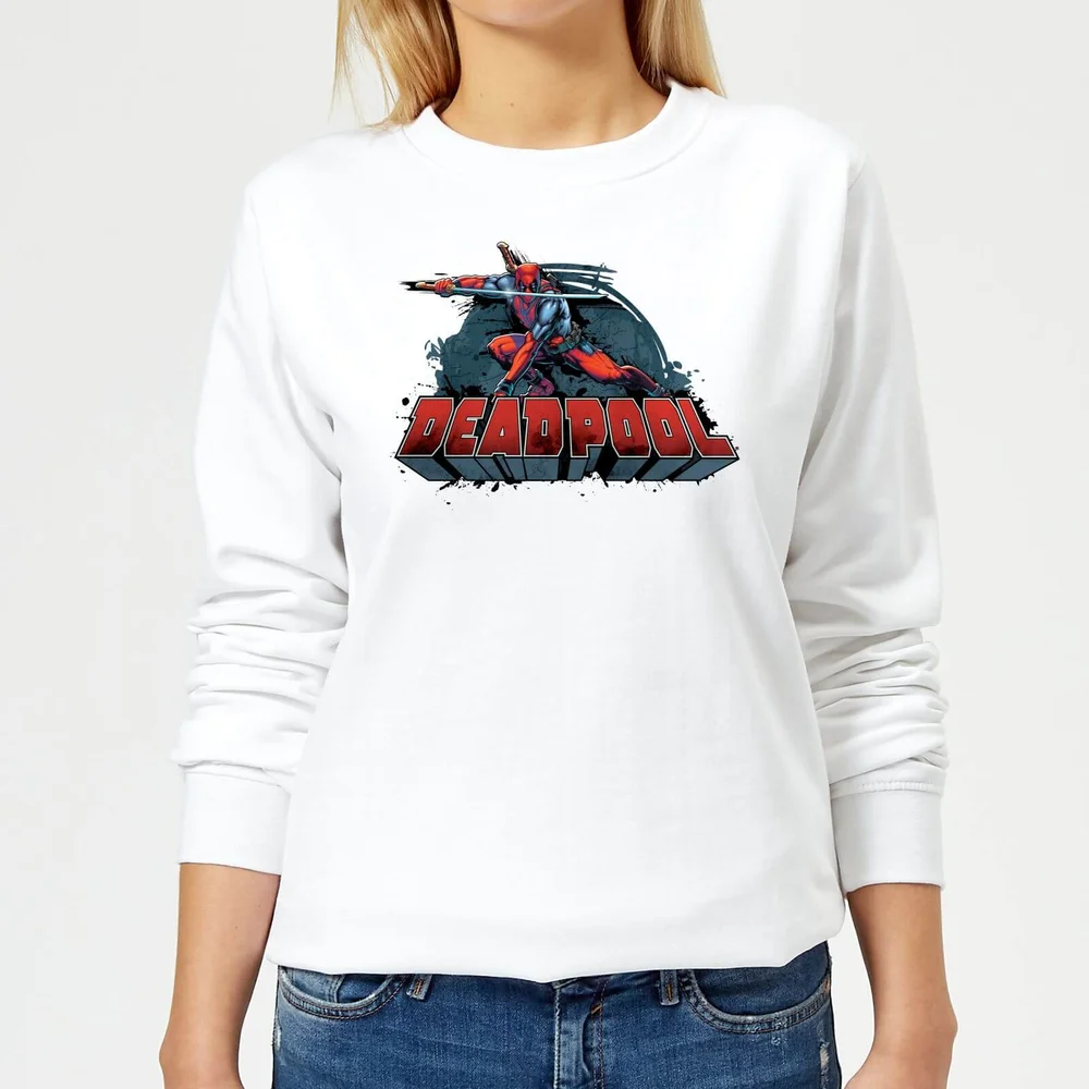 Marvel Deadpool Sword Logo Dames Trui - Wit - S - Wit Afbeelding 1