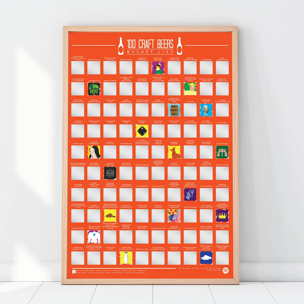 100 Craft Beer Bucket List Poster Afbeelding 1