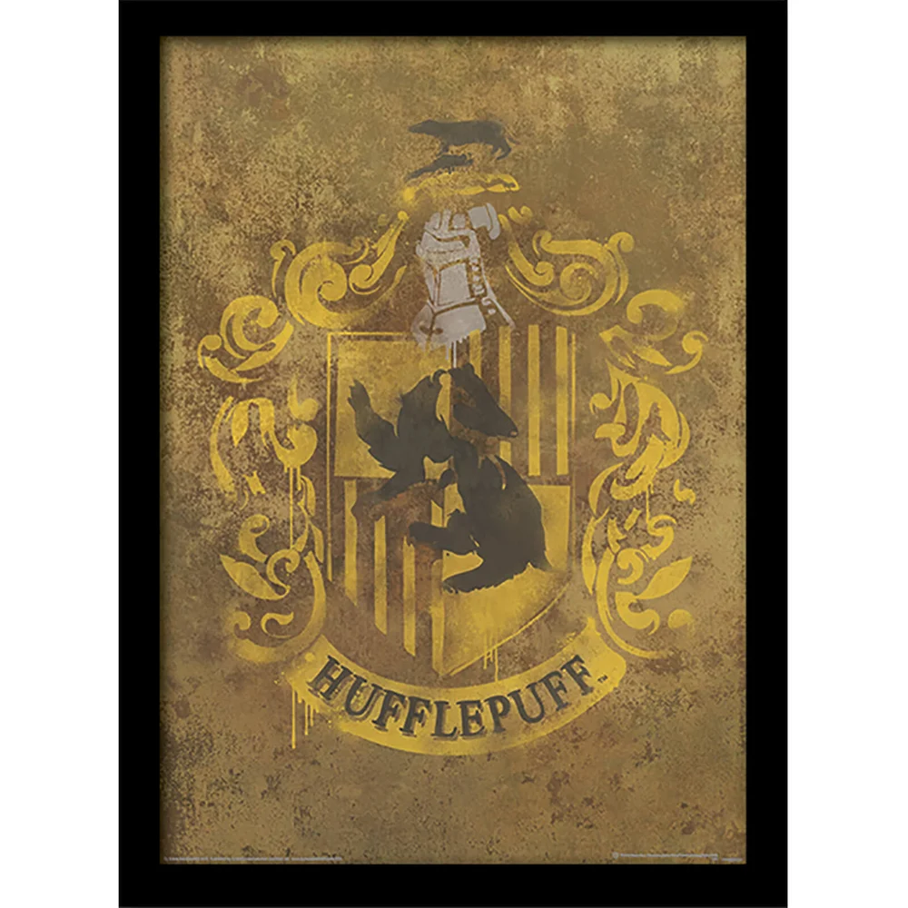 Harry Potter Hufflepuff Crest 30 x 40cm Framed Print Afbeelding 1