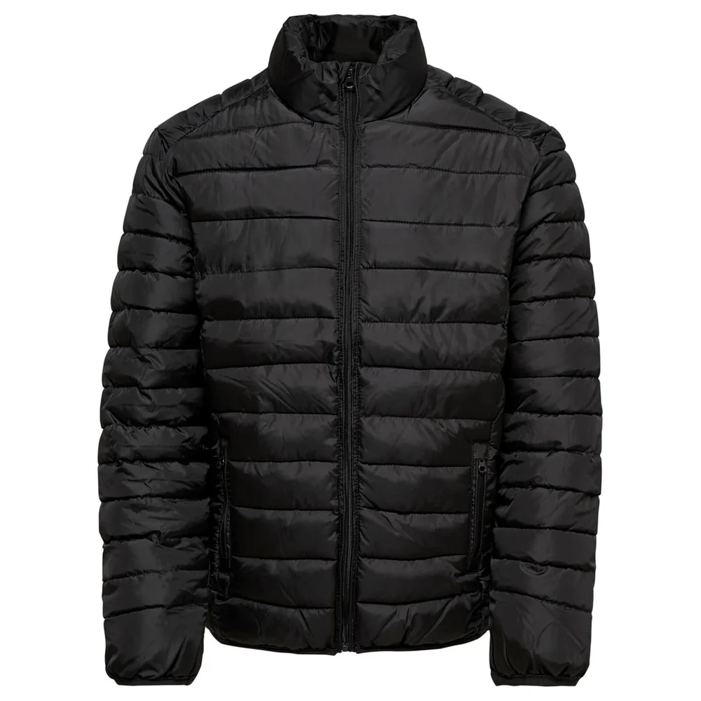 Only & Sons Men's Liner Puffer Stand Collar Jacket - Black - S - Zwart Afbeelding 1