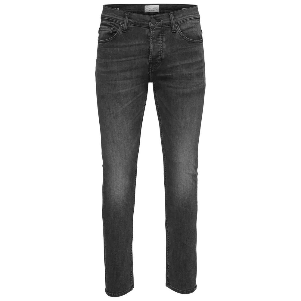Only & Sons Men's Loom 0447 Slim Fit Jeans - Washed Black Denim - W30/L30 - Zwart Afbeelding 1