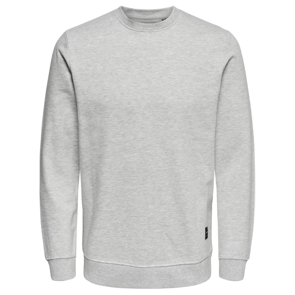 Only & Sons Men's Basic Crew Neck Sweatshirt - Light Grey Marl - S - Grijs Afbeelding 1