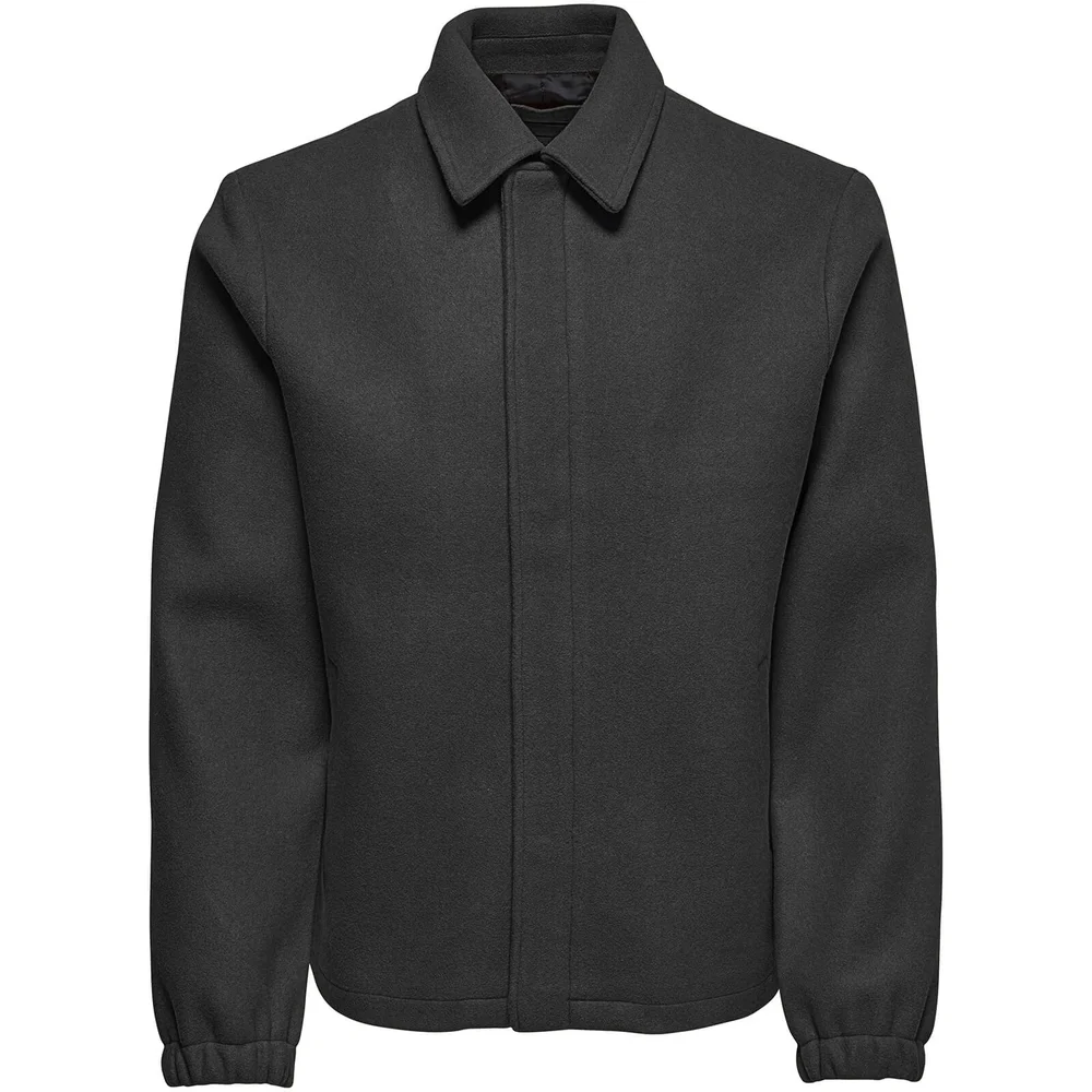 Only & Sons Men's Shawn Wool Jacket - Dark Grey Marl - S - Grijs Afbeelding 1
