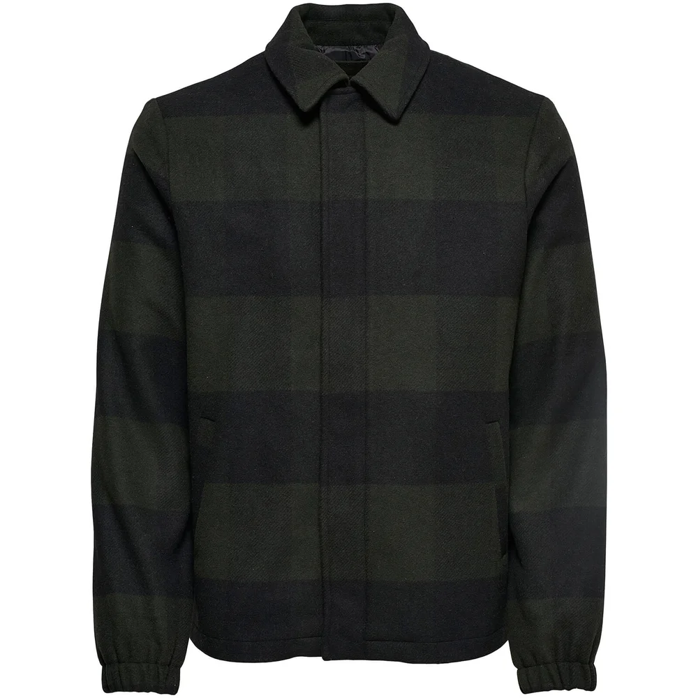 Only & Sons Men's Shawn Wool Jacket - Forest Green - S - Groen Afbeelding 1