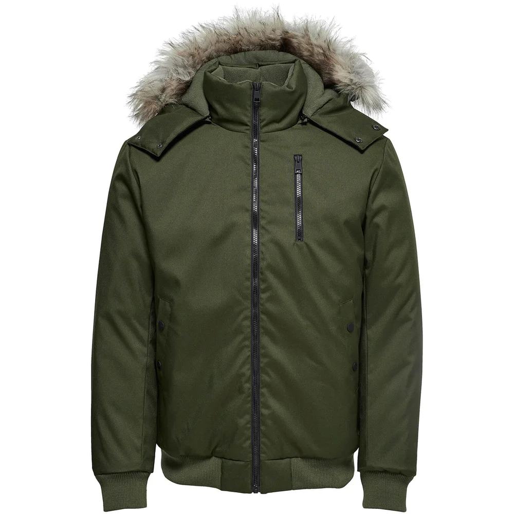 Only & Sons Men's Stanny Padded Bomber Jacket - Forest Green - S - Groen Afbeelding 1