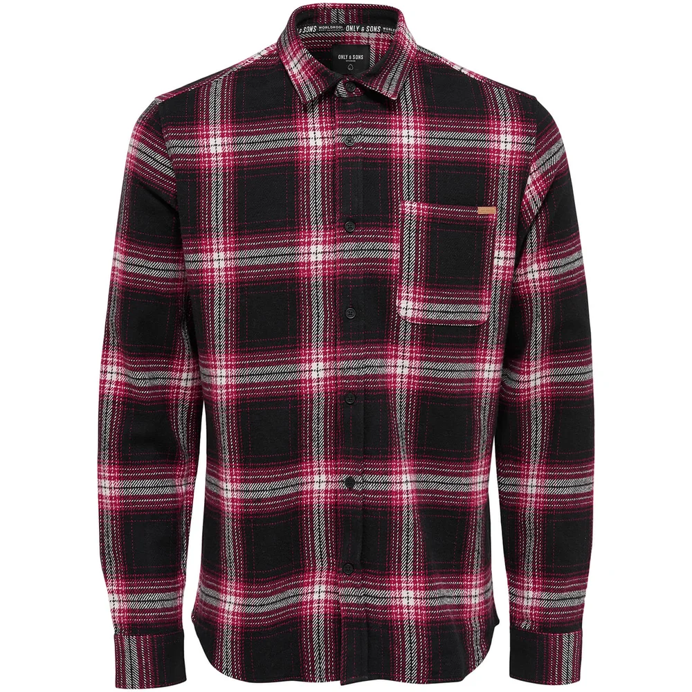 Only & Sons Men's Oconnor Heavy Brushed Check Shirt - Haute Red - S - Rood Afbeelding 1