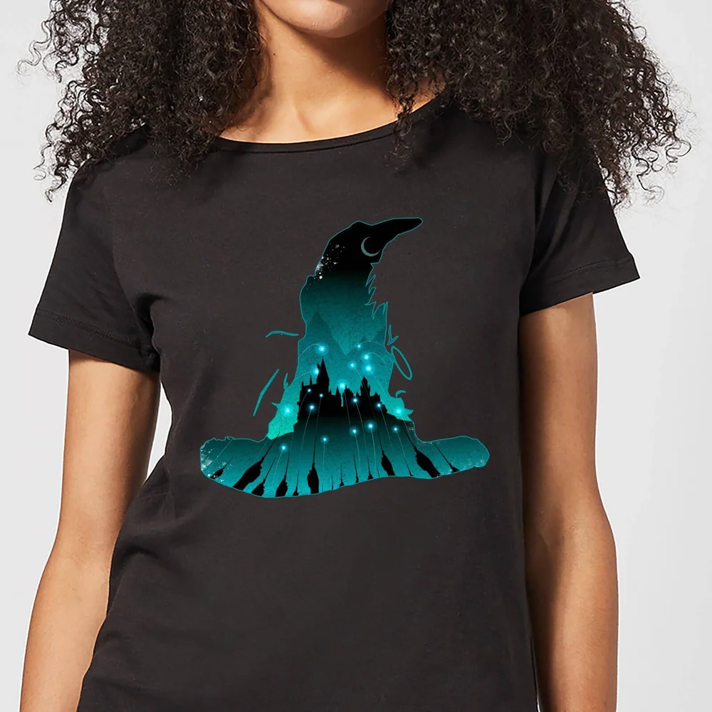 Harry Potter Hogwarts Silhouette Dames T-shirt - Zwart - S - Zwart Afbeelding 1