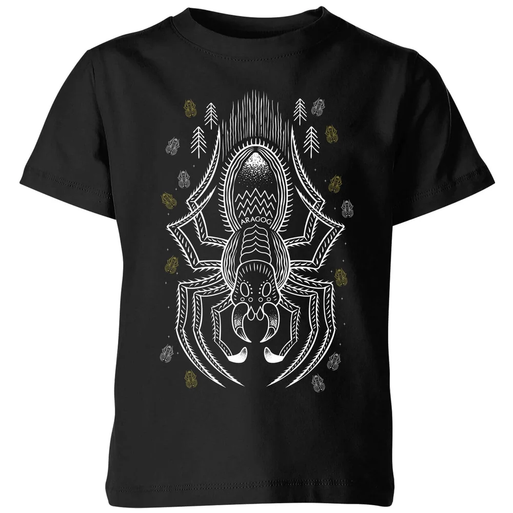 Harry Potter Aragog Line Art Kinder T-shirt - Zwart - 98/104 (3-4 jaar) - Zwart Afbeelding 1