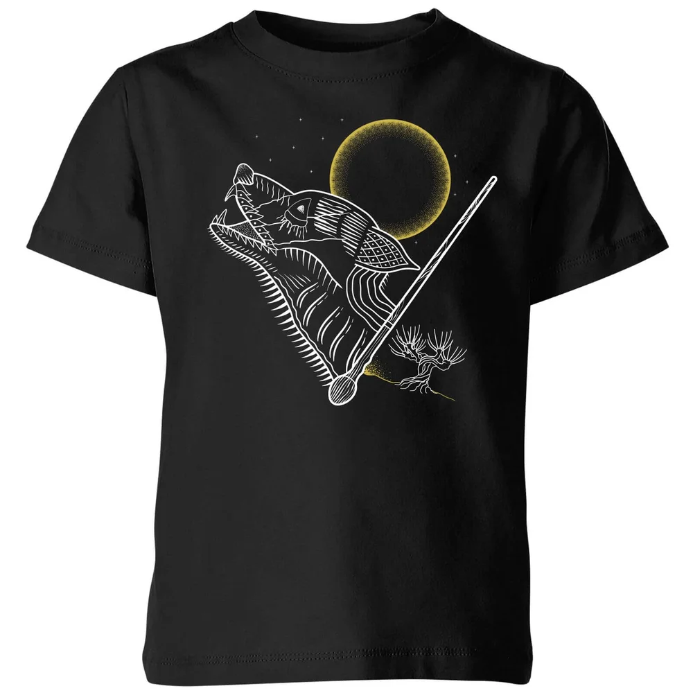 Harry Potter Werewolf Line Art Kinder T-shirt - Zwart - 98/104 (3-4 jaar) - Zwart Afbeelding 1