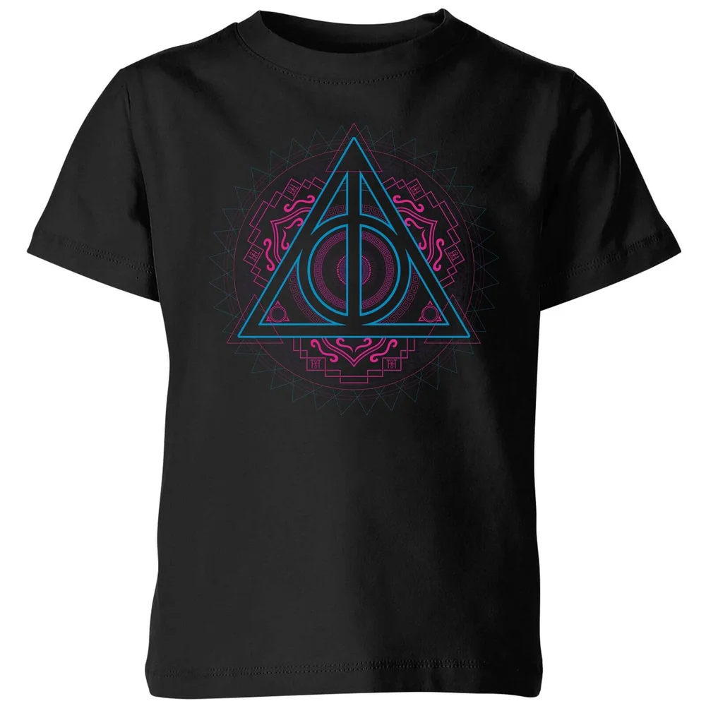 Harry Potter Neon Deathly Hallows Kinder T-shirt - Zwart - 98/104 (3-4 jaar) - Zwart Afbeelding 1