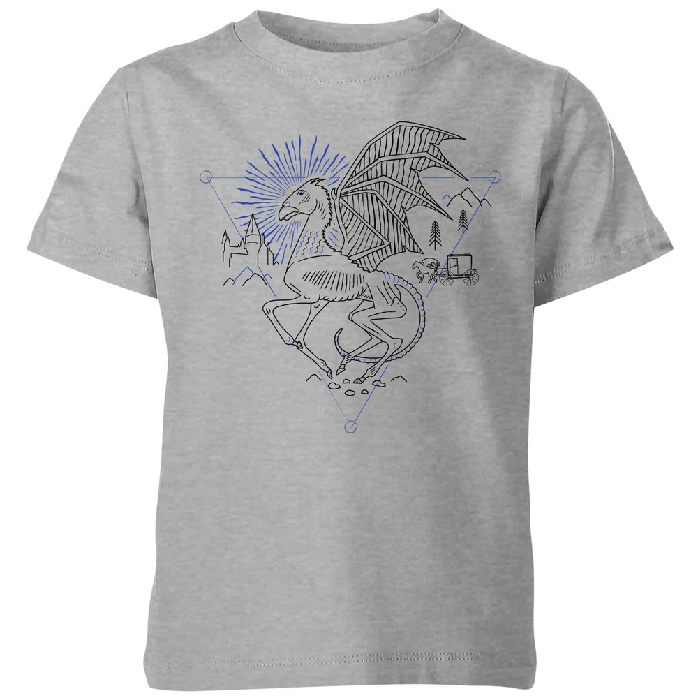 Harry Potter Thestral Line Art Kinder T-shirt - Grijs - 98/104 (3-4 jaar) - Grijs Afbeelding 1