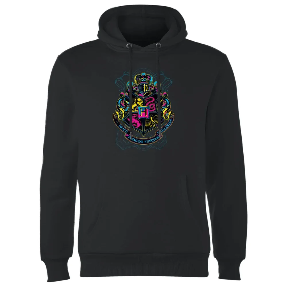 Harry Potter Neon Hogwarts Crest Hoodie - Zwart - S - Zwart Afbeelding 1