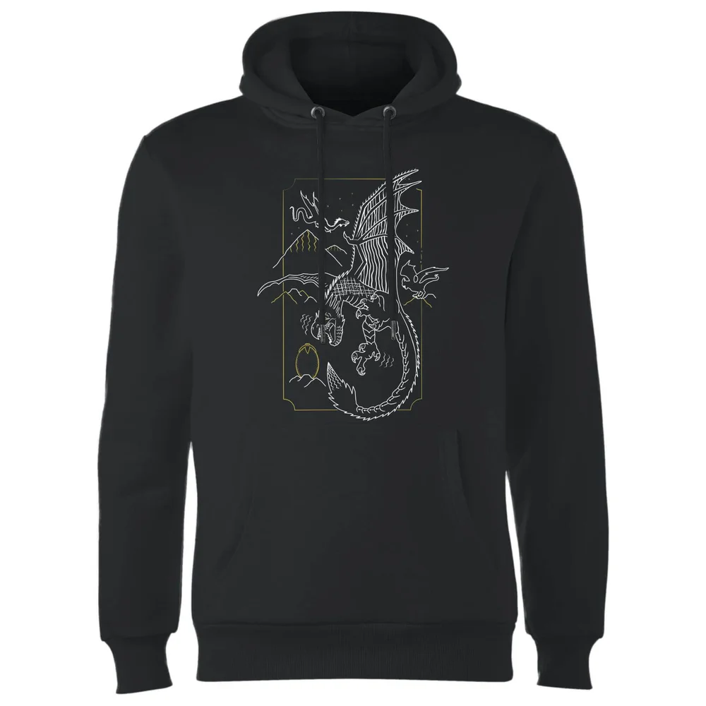 Harry Potter Dragon Line Art Hoodie - Zwart - S - Zwart Afbeelding 1