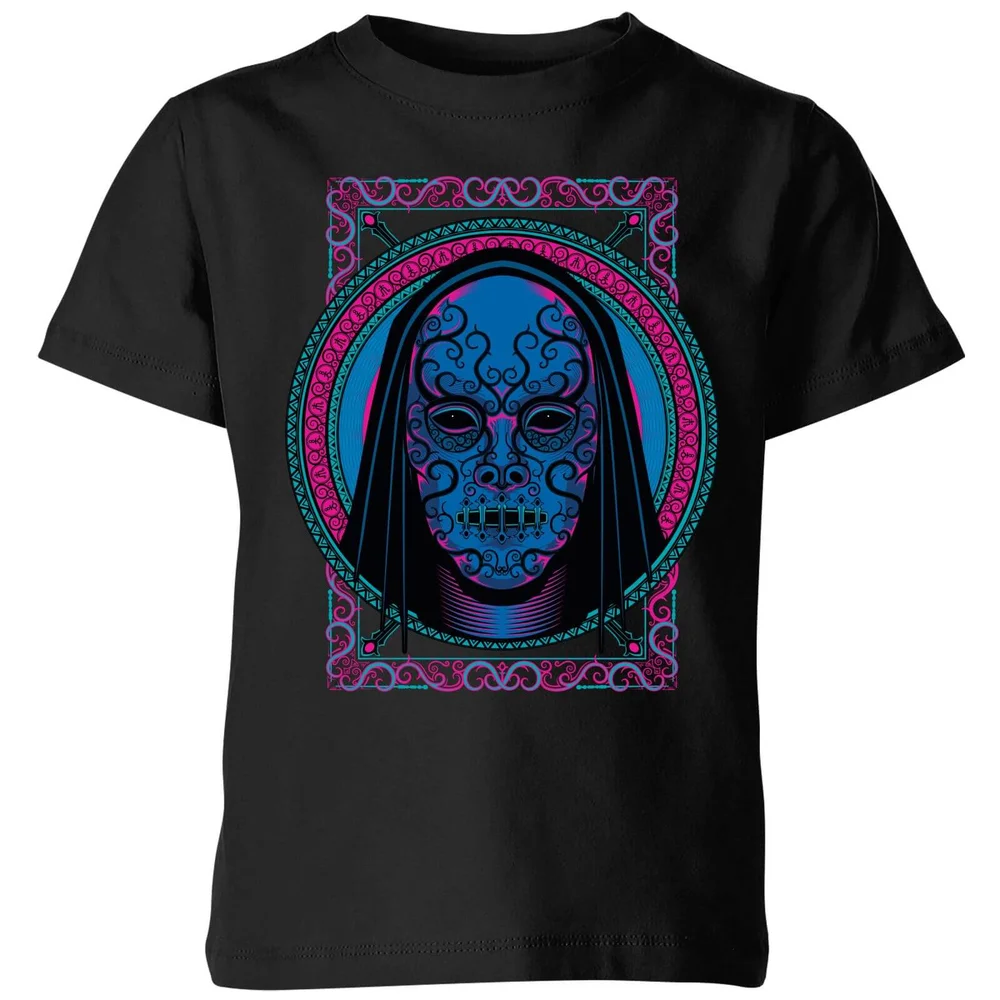 Harry Potter Neon Death Eater Mask kinder t-shirt - Zwart - 98/104 (3-4 jaar) - Zwart Afbeelding 1