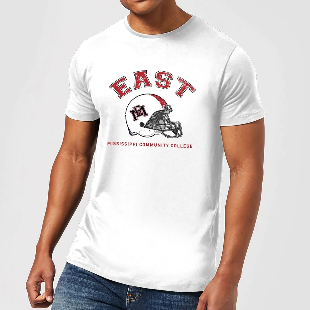 East Mississippi Community College Helmet Men's T-Shirt - White - S Afbeelding 1