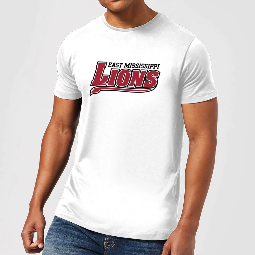 East Mississippi Community College Lions Script Logo Men's T-Shirt - White - S Afbeelding 1