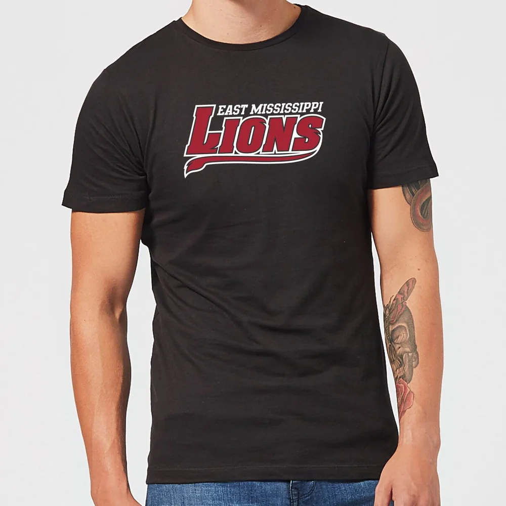 East Mississippi Community College Lions Script Logo Men's T-Shirt - Black - S Afbeelding 1