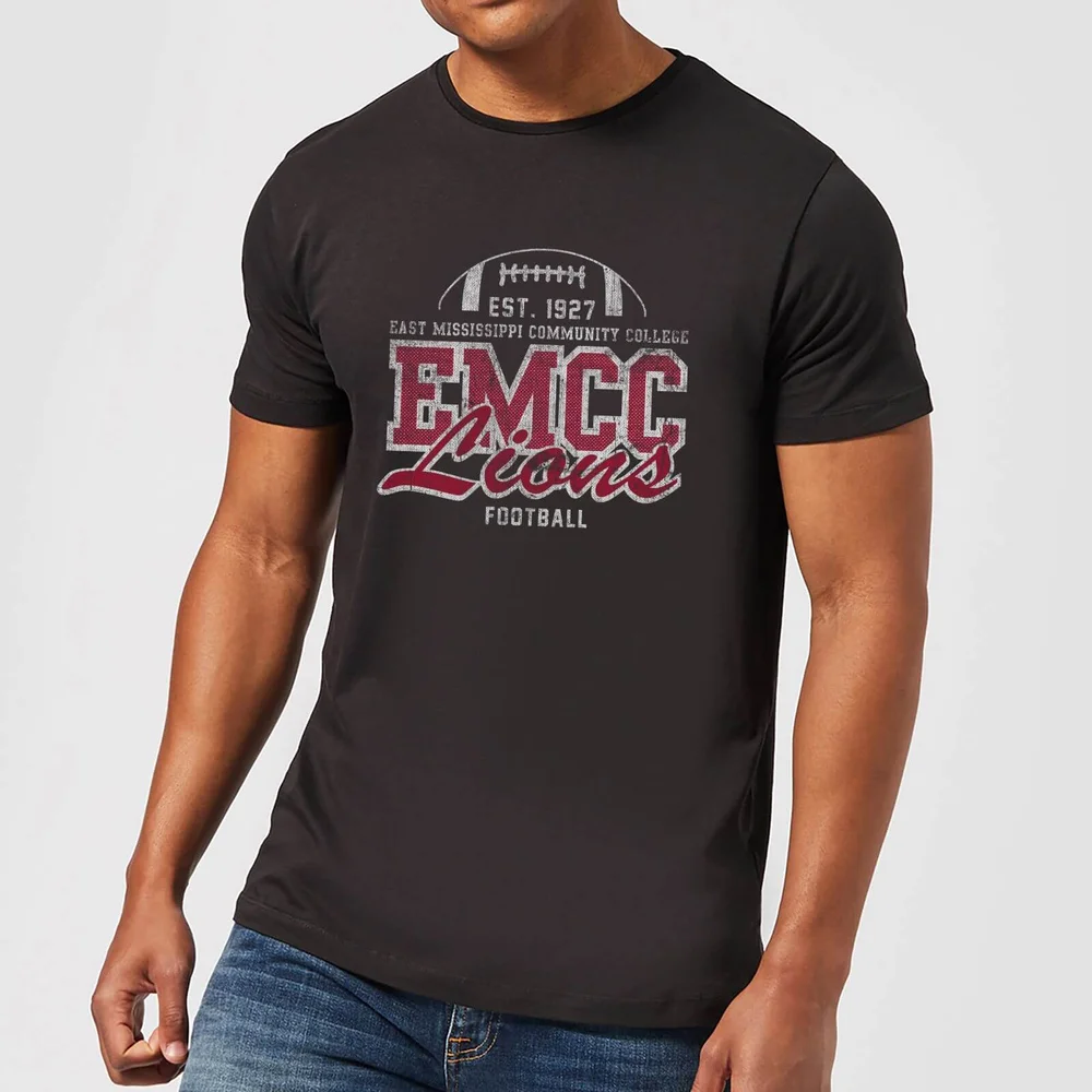 East Mississippi Community College Lions Distressed Men's T-Shirt - Black - S Afbeelding 1