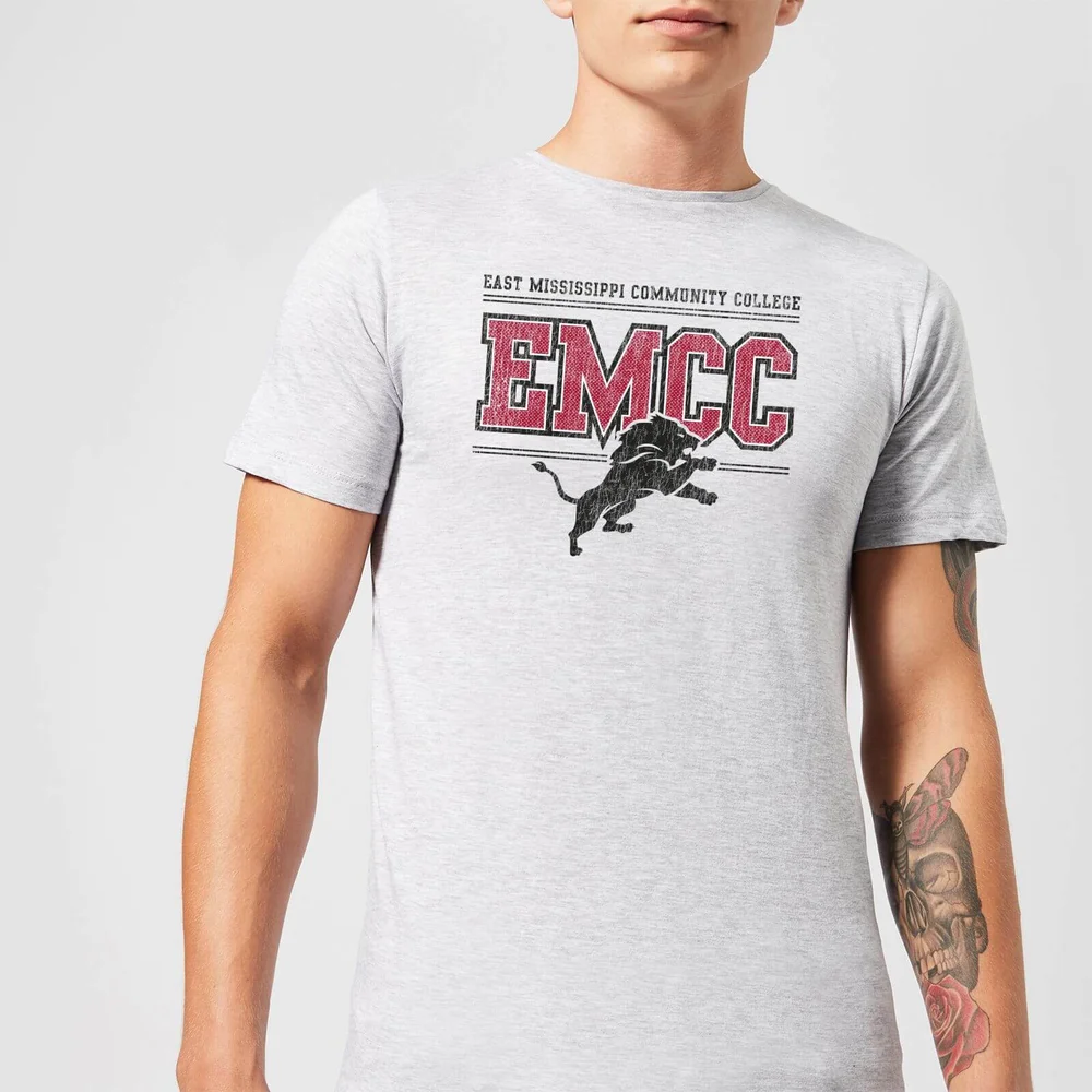 East Mississippi Community College Lions Distressed Men's T-Shirt - Grey - S Afbeelding 1