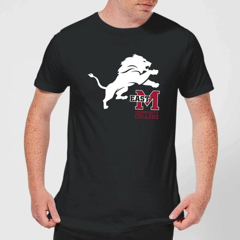 East Mississippi Community College Lion and Logo Men's T-Shirt - Black - S Afbeelding 1