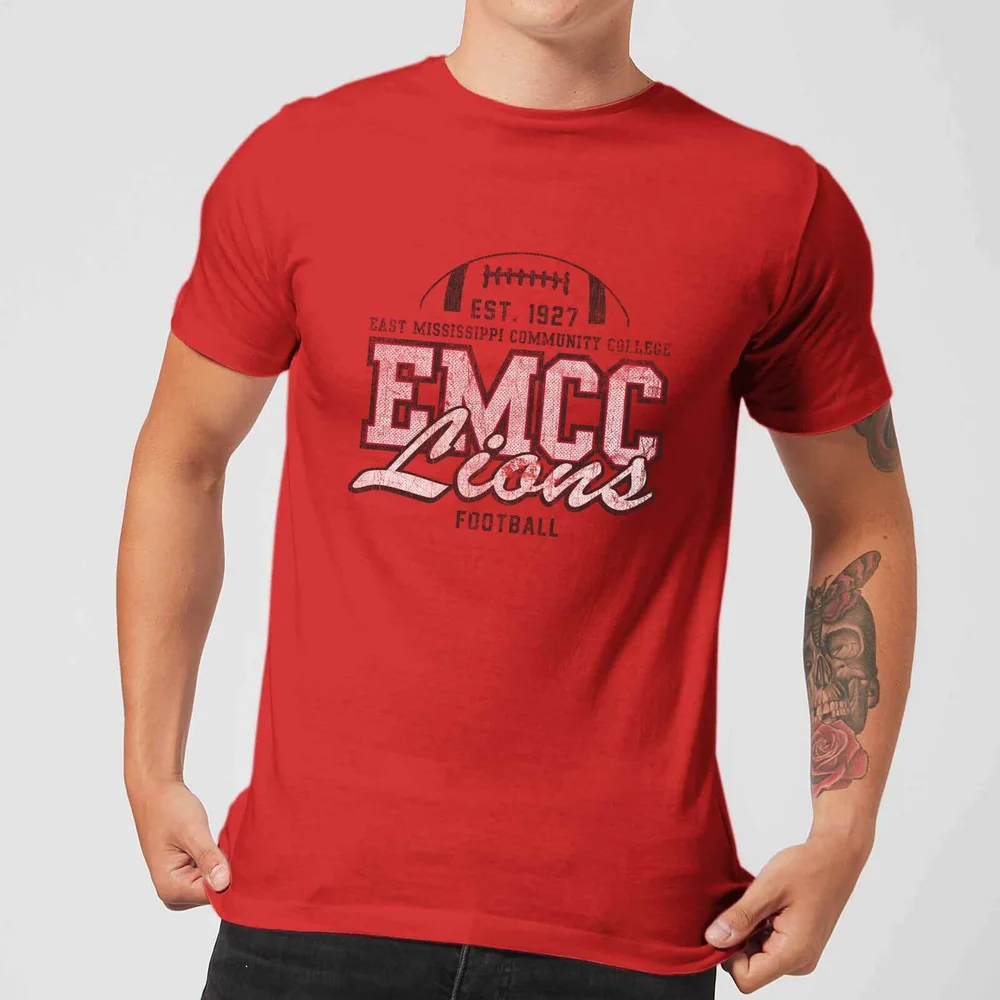 East Mississippi Community College Lions Distressed Men's T-Shirt - Red - S Afbeelding 1