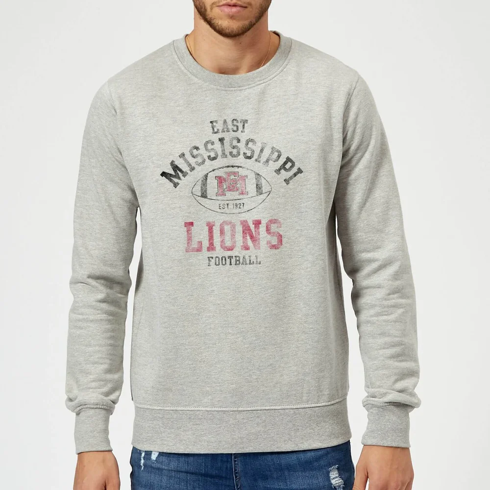 East Mississippi Community College Lions Distressed Football Sweatshirt - Grey - S Afbeelding 1