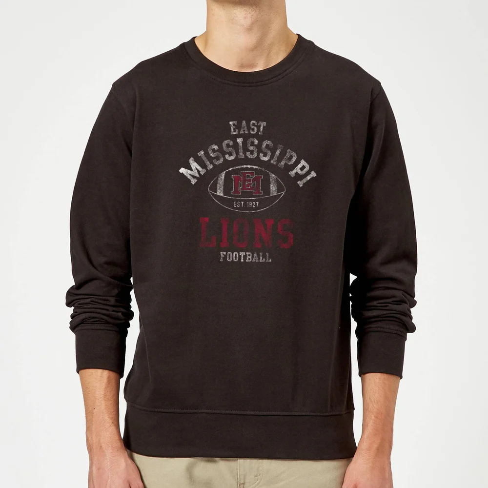East Mississippi Community College Lions Football Distressed Sweatshirt - Black - S Afbeelding 1