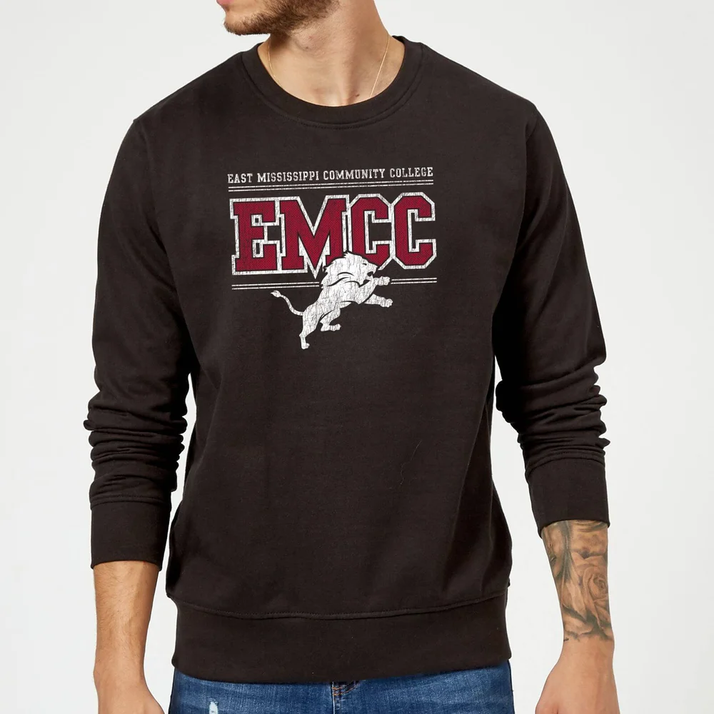 East Mississippi Community College Distressed Lion Sweatshirt - Black - S Afbeelding 1