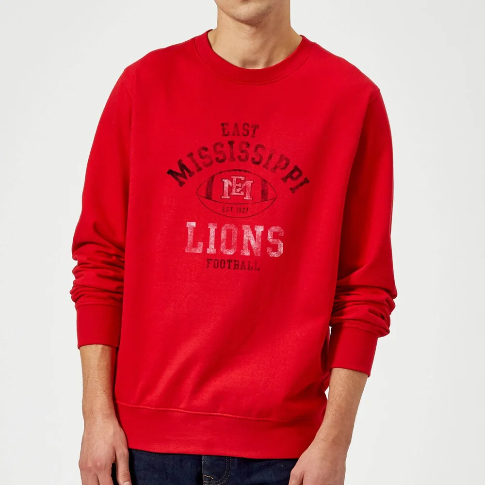 East Mississippi Community College Lions Football Distressed Sweatshirt - Red - S Afbeelding 1