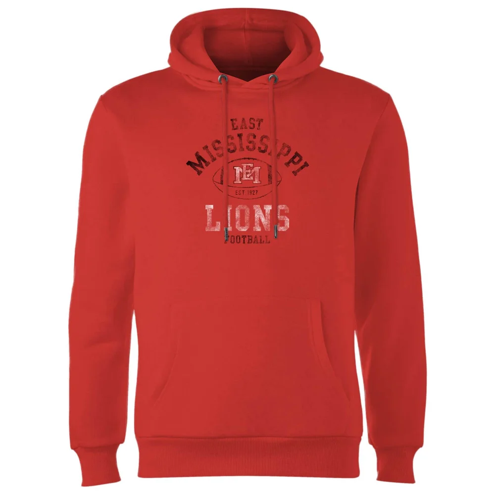 East Mississippi Community College Lions Football Distressed Hoodie - Red - S - Rood Afbeelding 1