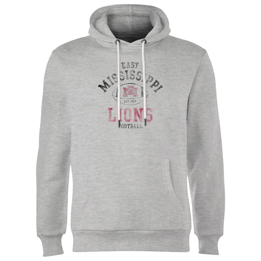 East Mississippi Community College Lions Distressed Football Hoodie - Grey - S Afbeelding 1
