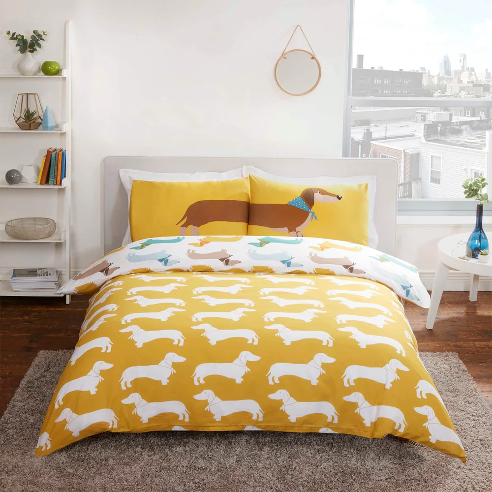 Sausage Dog Duvet Cover Set - Multi - Single Afbeelding 1