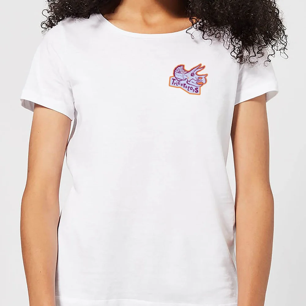 Natural History Museum Triceratops Badge Women's T-Shirt - White - S - Wit Afbeelding 1