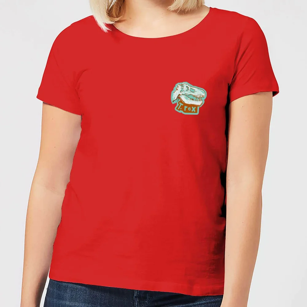 Natural History Museum T-Rex Badge Women's T-Shirt - Red - S - Rood Afbeelding 1