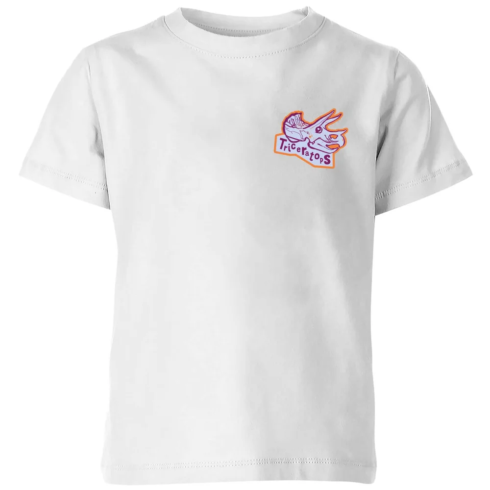 Natural History Museum Triceratops Badge Kids' T-Shirt - White - 98/104 (3-4 jaar) - Wit Afbeelding 1