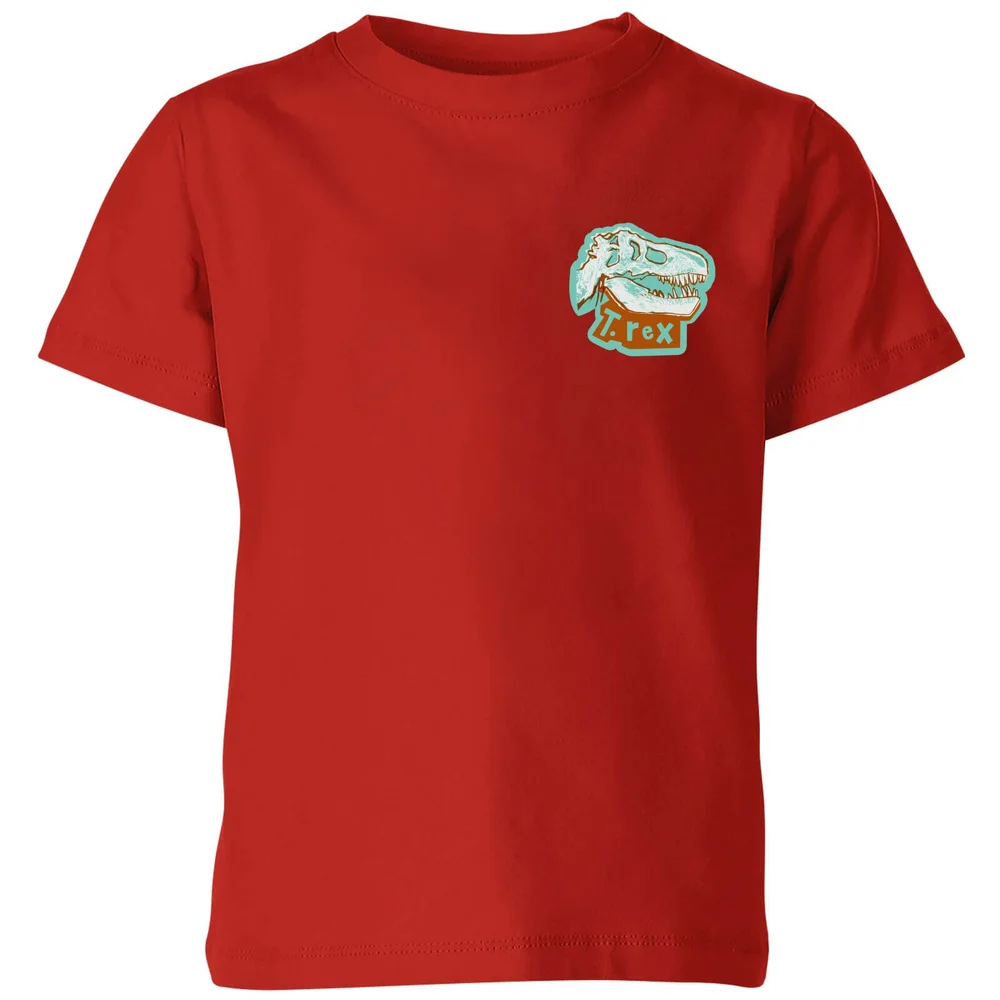 Natural History Museum T-Rex Badge Kids' T-Shirt - Red - 98/104 (3-4 jaar) - Rood Afbeelding 1