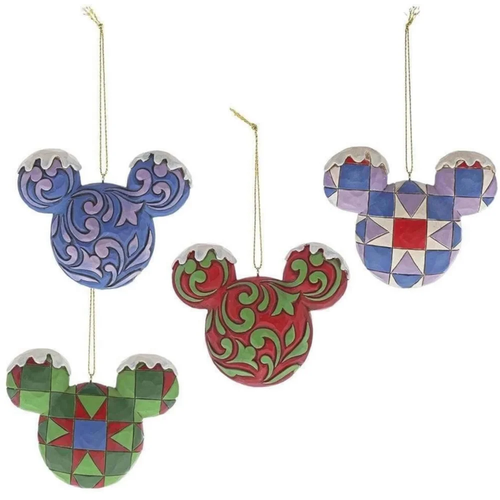 Disney Traditions Mickey Mouse Head Hanging Ornament Set Afbeelding 1