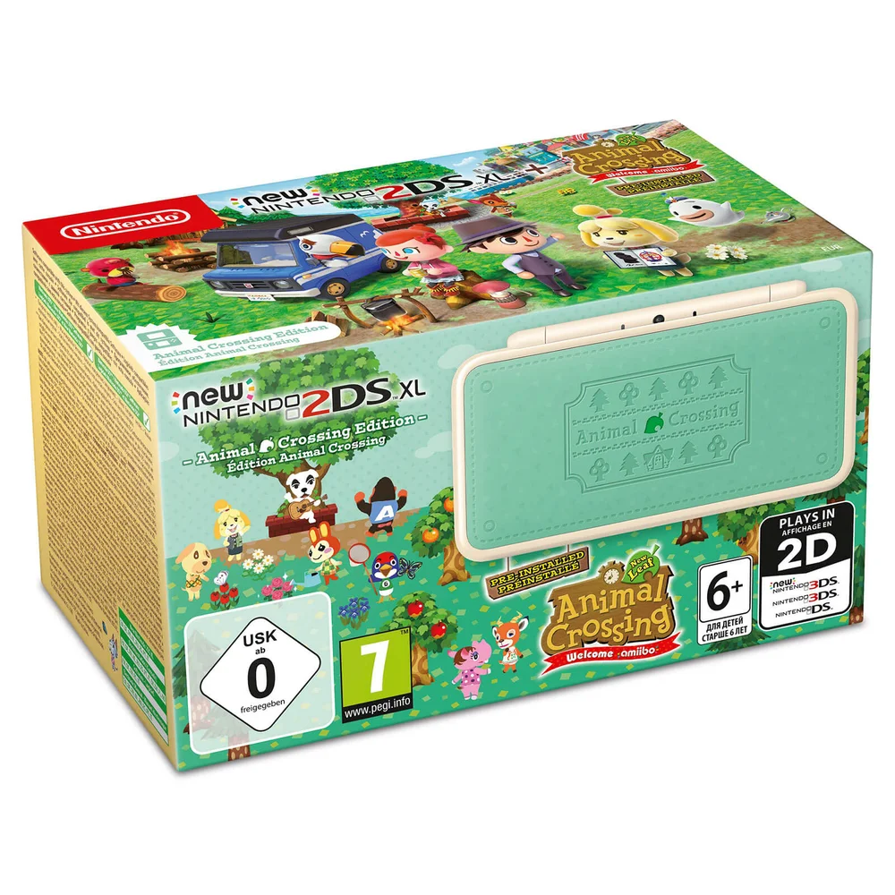 New Nintendo 2DS XL White and Lavender + Animal Crossing New Leaf: Welcome amiibo Afbeelding 1