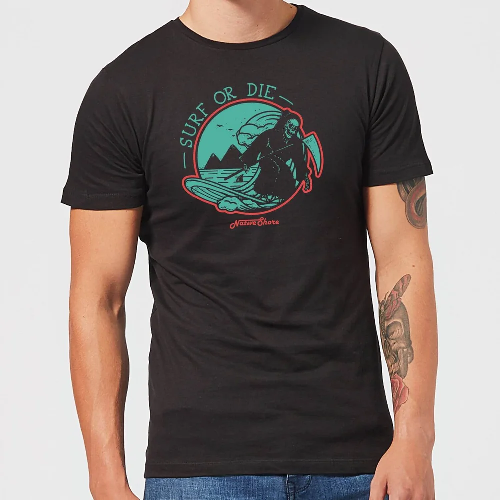 Native Shore Surf Or Die Men's T-Shirt - Black - 5XL Afbeelding 1