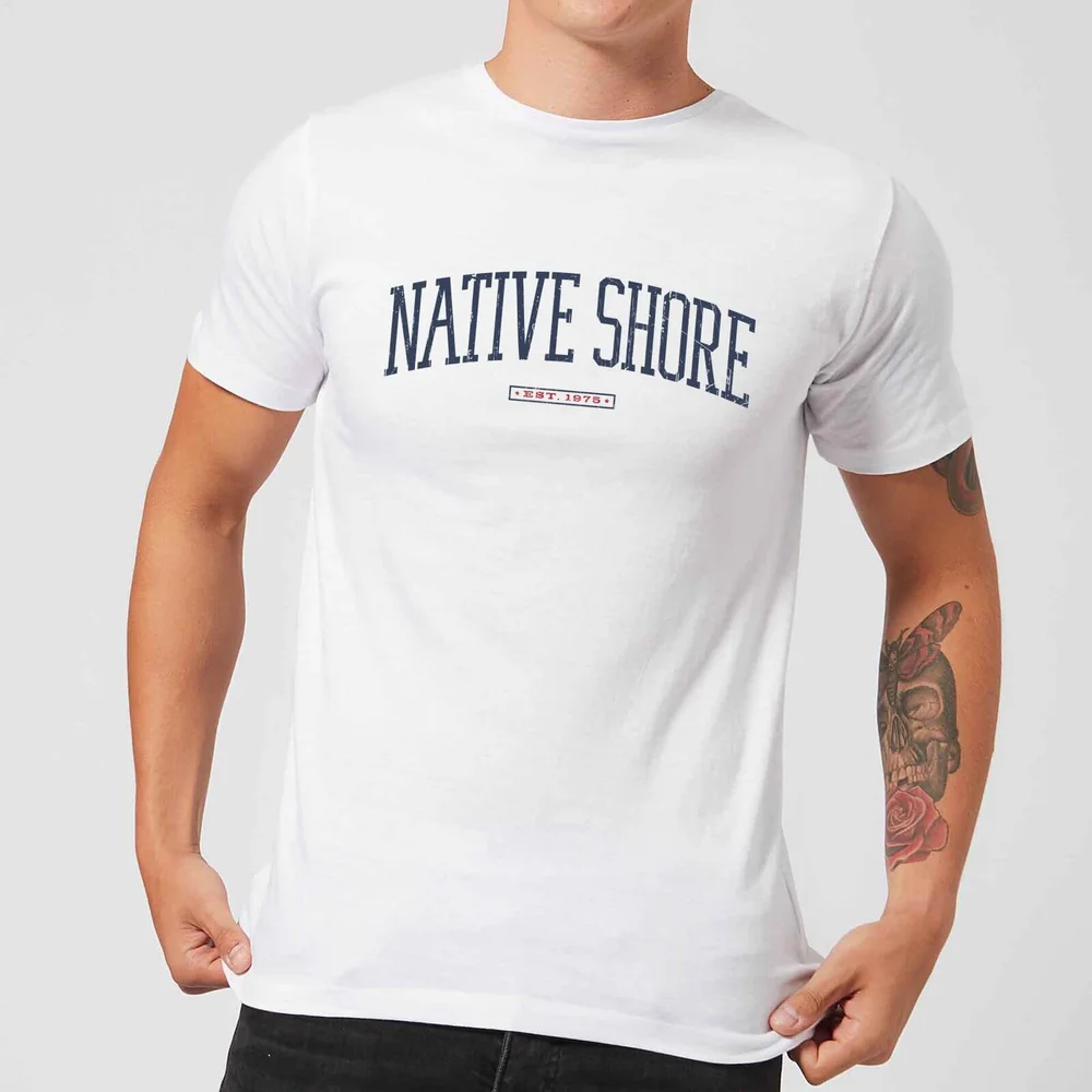 Native Shore Varsity Curved Men's T-Shirt - White - S - Wit Afbeelding 1