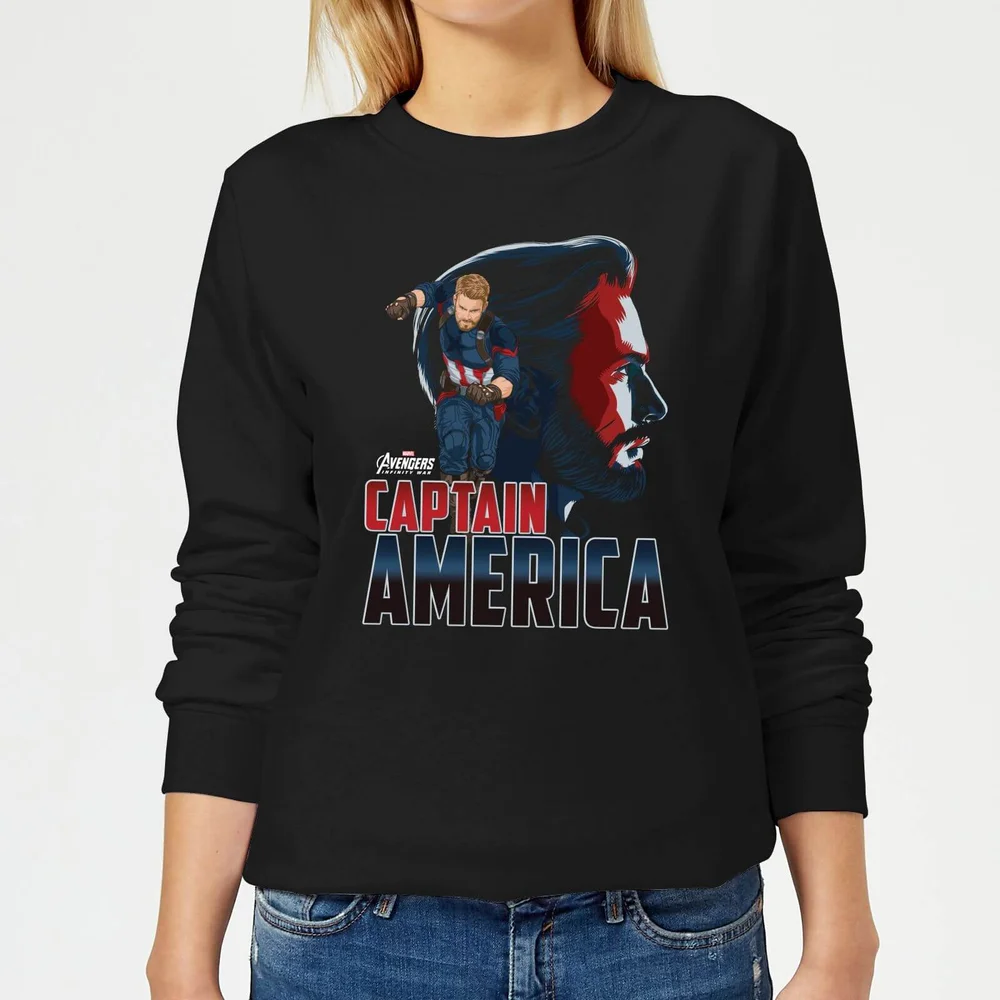 Avengers Captain America Dames Trui - Zwart - S Afbeelding 1
