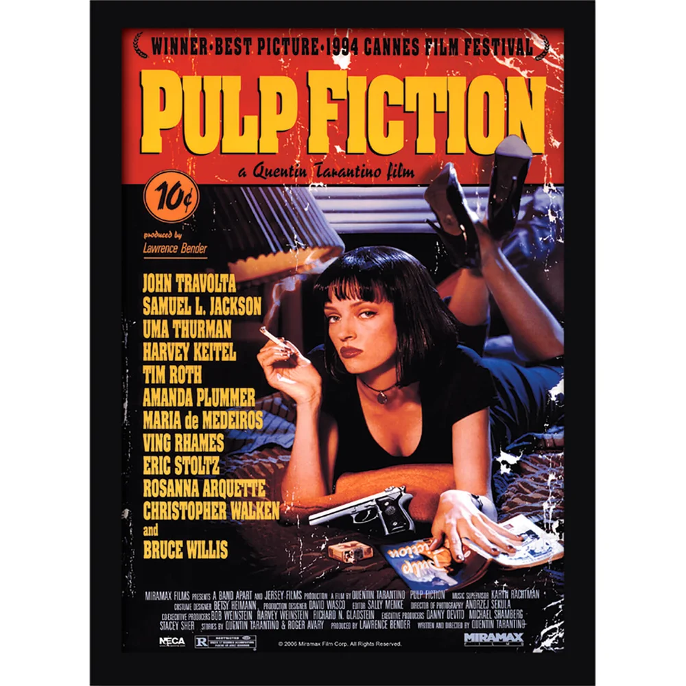 Pulp Fiction (Uma On Bed) Framed 30 x 40cm Print Afbeelding 1