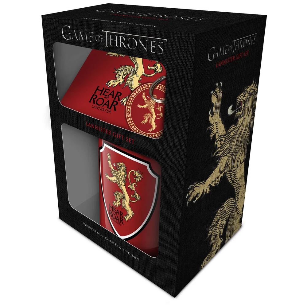 Game Of Thrones (Lannister) Mug, Coaster and Keychain Set Afbeelding 1