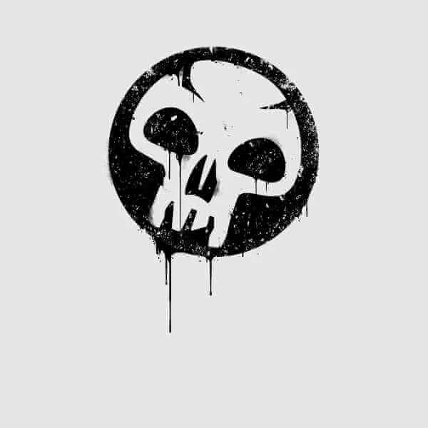 Magic The Gathering Black Mana Splatter Men's T-Shirt - Grey